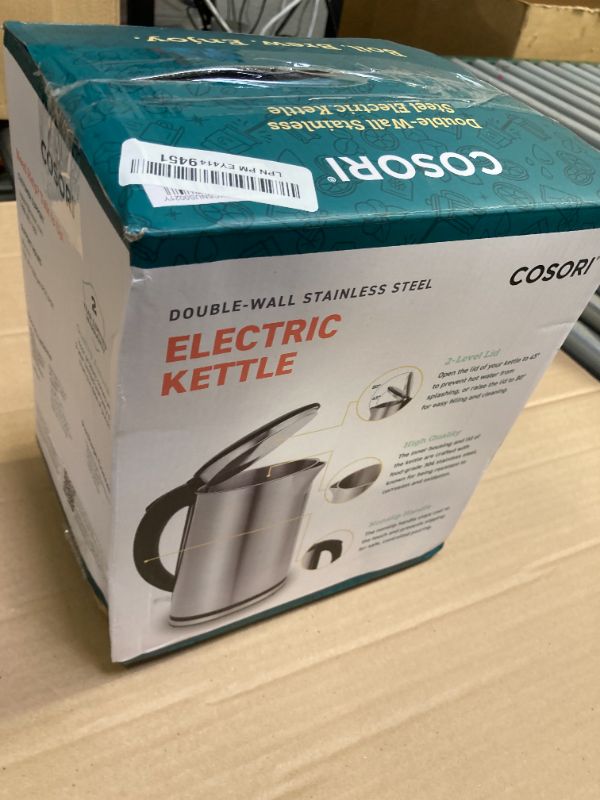 Photo 1 of COSORI Electric Kettle, No Plastic Inner Lid, Filter and Spout, Double Wall Stainless Steel Keep Warm, Automatic Shut Off & Boil-Dry Protection, Durable Tea Kettle Boiler & Heater, 1.5L/1500W, Silver