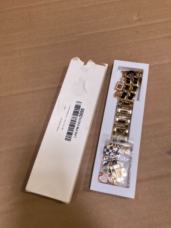 Photo 1 of DaQin Stylish Metal Band Compatible with Apple Watch Band for Women 40mm 38mm 41m 42mm,Pretty Chain Replacement Strap with Apple Watch Accessories Charms for iWatch Band Series 10 9 8 7 6 5 4 3 2 1 SE