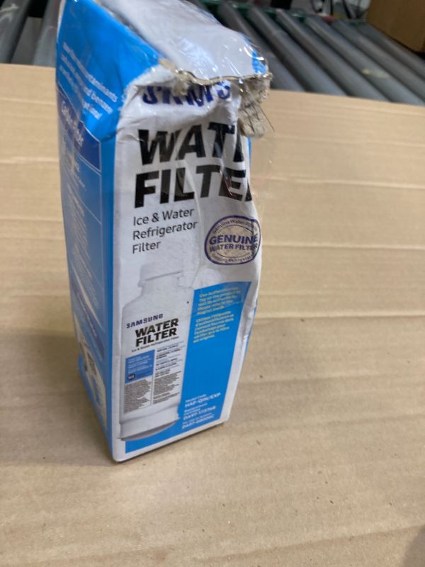 Photo 1 of SAMSUNG Genuine Filter for Refrigerator Water and Ice, Carbon Block Filtration, Reduces 99% of Harmful Contaminants for Clean, Clear Drinking Water, 6-Month Life, HAF-QIN/EXP, 1 Pack