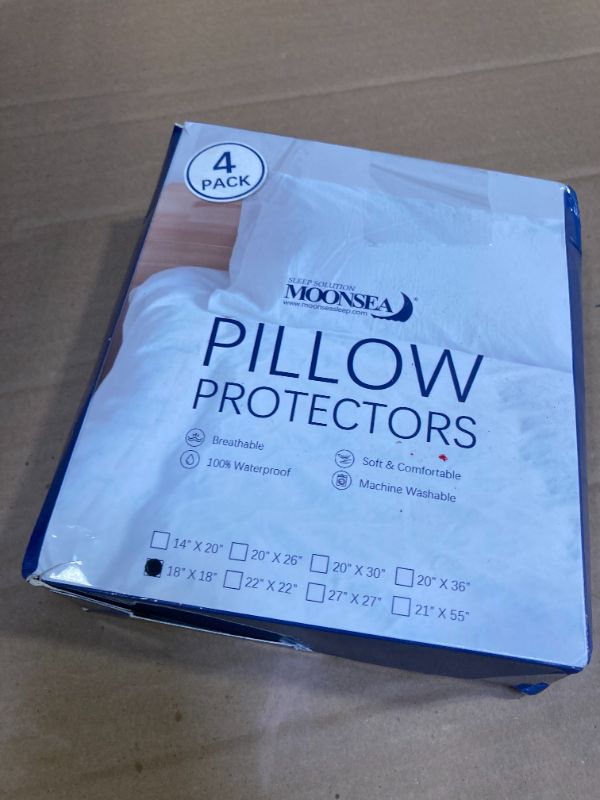 Photo 1 of 18"x18" Waterproof Pillow Covers Set of 4 for Square Throw Pillow 18x18 Inch, White Zippered Pillow Protector, Feather Proof Pillow Case Protector