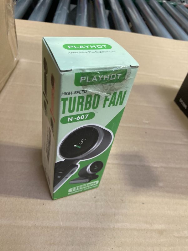 Photo 1 of PlayHot Portable Handheld Turbo Fan, 5 Gear Wind, Battery Operated, Up to 12 Working Hours, 3 IN 1 Hand Fan with Air Turbo Tech Cooling Fan for Outdoor Activities, Travel, Beach (Black)