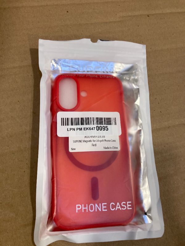 Photo 1 of SUPFINE Magnetic for iPhone 16 Case (Compatible with MagSafe) (Military Grade Drop Protection) Slim Translucent Matte Shockproof Phone Cover,Red