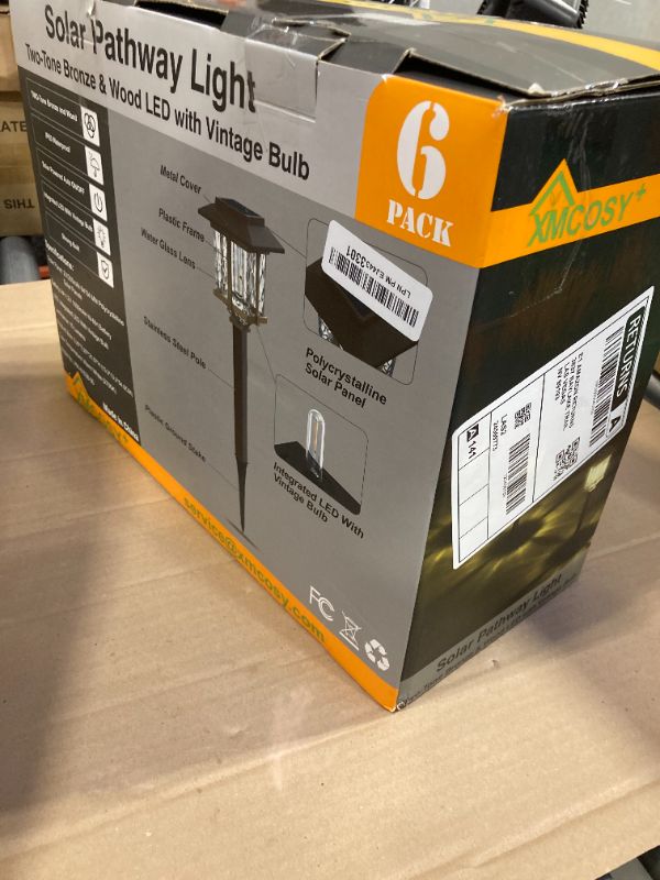 Photo 1 of XMCOSY+ Solar Outdoor Lights Waterproof IP65, Solar-Powered Garden/Yard/Pathway Lights with Warm White 2-Tone Bronze-Wood Stainless Steel Design for Landscape Driveway Walkway Decorative