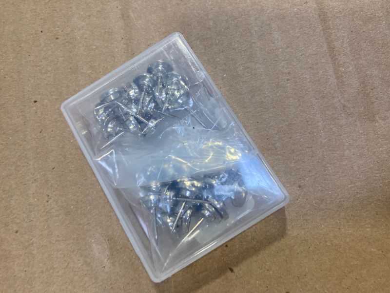 Photo 1 of GOOLADA 30 Pieces of Silver Push Pins, Metal Thumb Tacks for Wall, Tapestry Hangers, Tacks for Wall, Decorative Thumb Tacks,Picture Hanging Nails