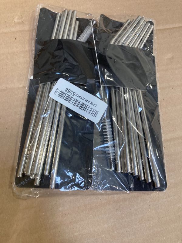 Photo 1 of ANNVCHI 16 Pack of Reusable Stainless Steel Metal Straws, 8 Straight + 8 Bent 8.5 inch Metal Straws with 2 Cleaning Brushes, Straw Compatible with 20oz Stanley Cup