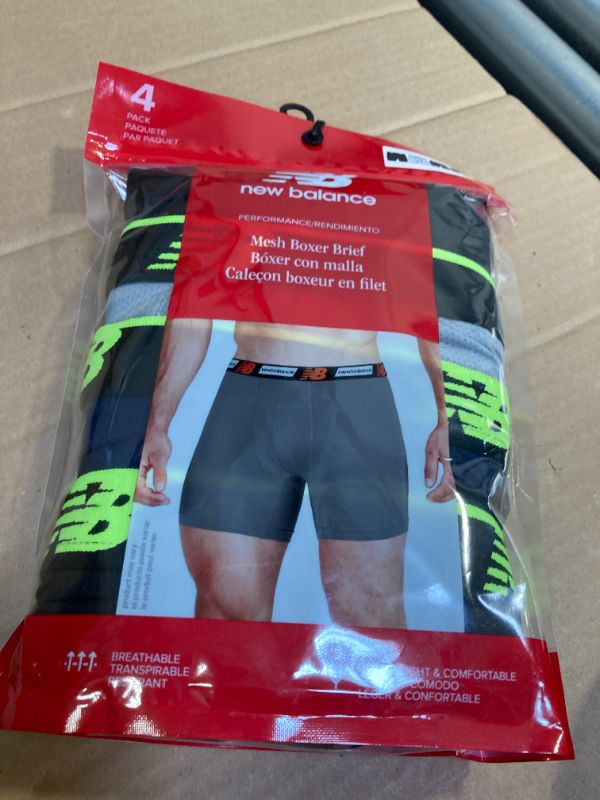 Photo 1 of New Balance Men's Standard Mesh 5" with Fly Boxer Brief (4-Pack), Black(st)/Steel/Pigment(rg)/Black(rg), X-Large