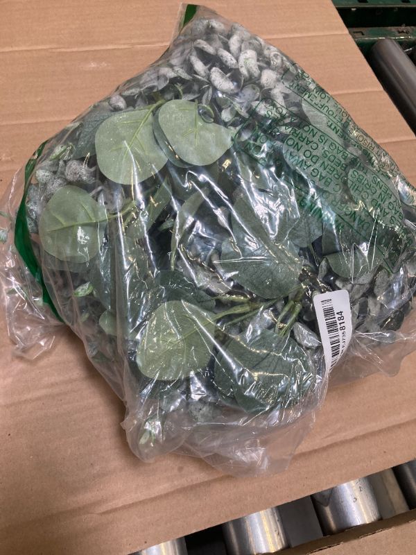 Photo 1 of Winlyn 5.9' Long Faux Silver Dollar Eucalyptus Leaves Greenery Artificial Garland in Grey Green for Wedding Arch Swag Backdrop Doorways Table Runner Indoor Outdoor