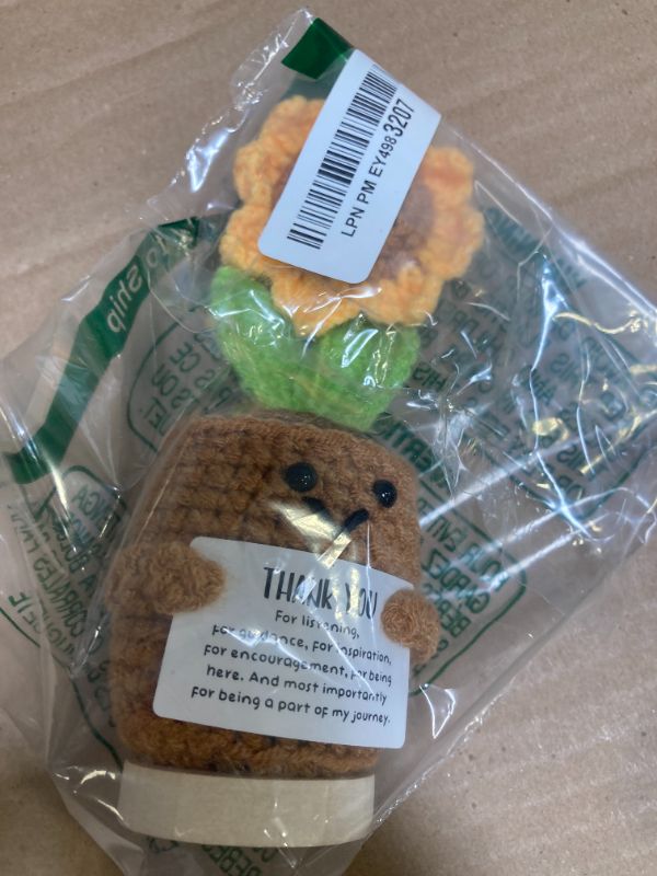Photo 1 of Gossby Handmade Positive Sunflower Doll Crochet with Card - Thank You for Listening - Appreciation Gift for Coworker, Friend - Mothers Day Christmas, Birthday, Thank You Gift Women, Men