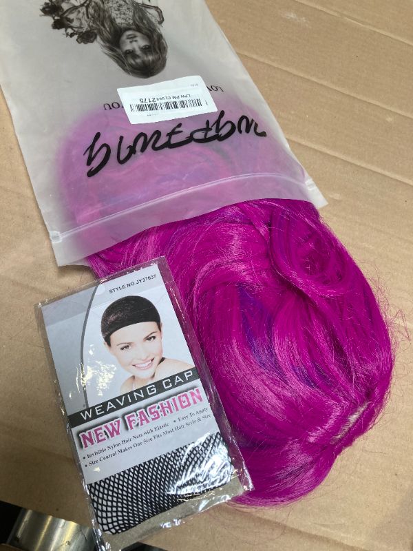 Photo 1 of WGPFWIG Women's Purple Ombre Wig, 27 Inches Long Curly Wavy Hair, Heat Resistant Synthetic Wig, Cap Included