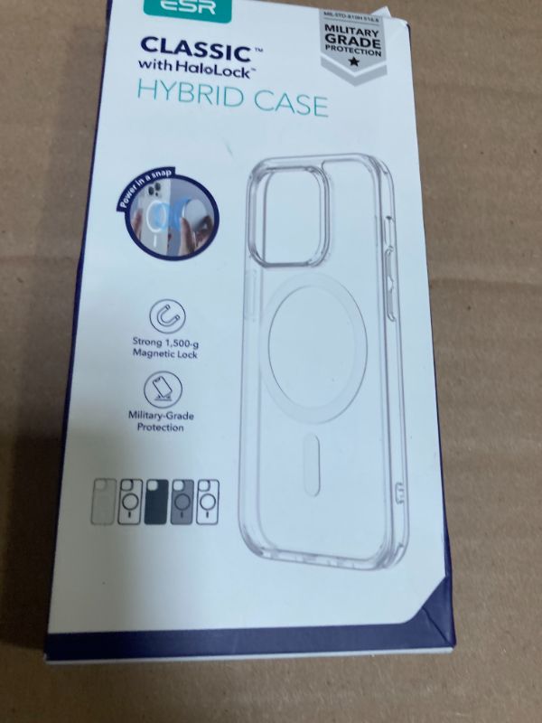 Photo 1 of ESR for iPhone 14 Pro Case, Compatible with MagSafe, Shockproof Military-Grade Protection, Yellowing Resistant, Magnetic Phone Case for iPhone 14 Pro, Classic Hybrid Case (HaloLock), Clear Black
