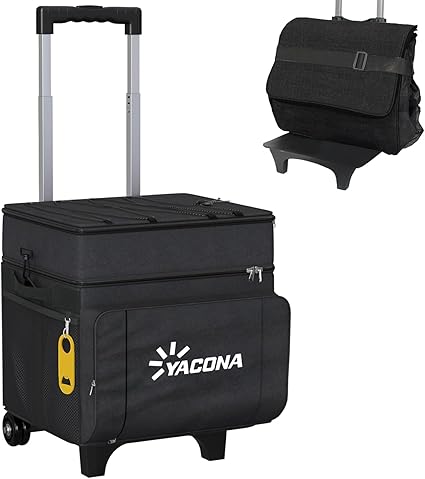Photo 1 of Cooler with Wheels and Handle, 50 Can Rolling Cooler, Portable Collapsible Soft Cooler Bag with Wheels,Leakproof Insulated Wheeled Cooler for Beach, Camping, Patio Travel, Outdoor, Ball Fields