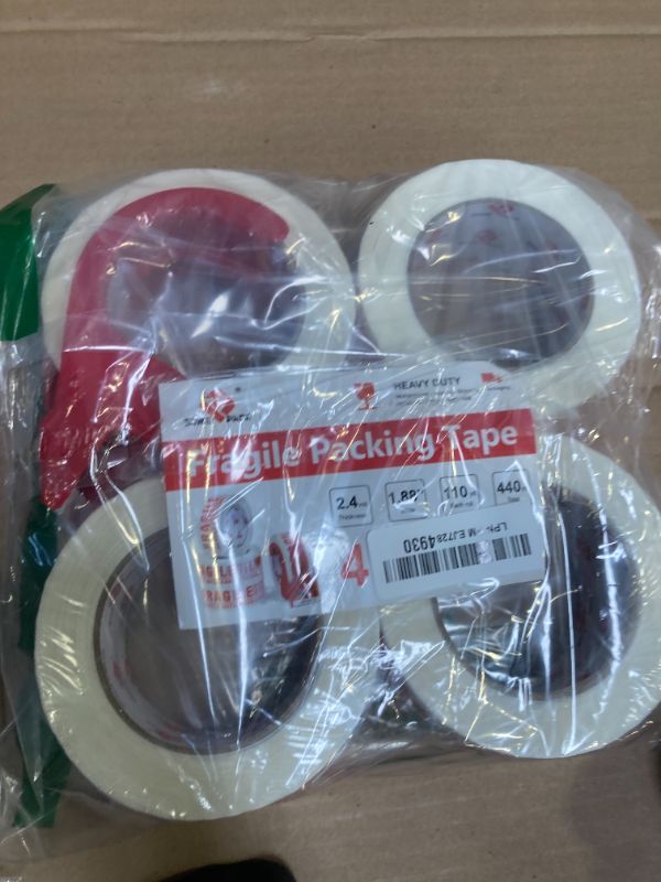 Photo 1 of BOMEI PACK Fragile Tape Handle with Care Packing Printing Tape, Fragile Box Tape, 2 Inch x 330 Feet (110 Yards) - 4 Rolls, Heavy Duty Fragile Tape with Dispenser for Shipping and Moving Box