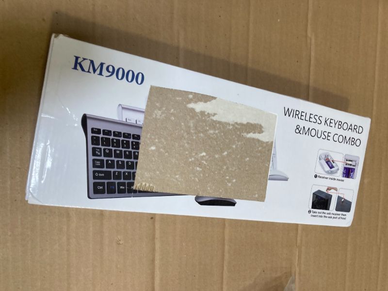 Photo 1 of Wireless Keyboard and Mouse Ultra Slim Combo, TopMate 2.4G Silent Compact USB 2400DPI Mouse and Scissor Switch Keyboard Set with Cover, 2 AA and 2 AAA Batteries, for PC/Laptop/Windows/Mac-Silver White