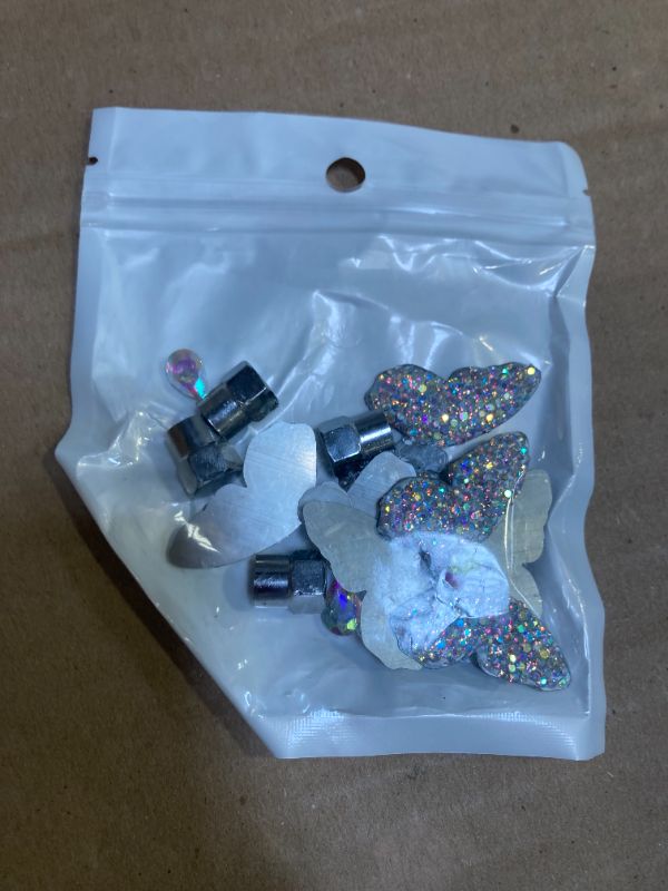 Photo 1 of Soleebee 4 PCS Butterfly Tire Valve Stem Caps, Bling Handmade Crystal Rhinestone Tire Caps Universal Dustproof Car Wheel Valve Caps for Cars, Trucks, SUV and Motorcycles (AB)
