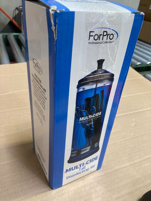 Photo 1 of ForPro Multi-Cide Tall Glass Jar, for All Hairstyling Tools Including Brushes, Combs & Shears, 37 oz