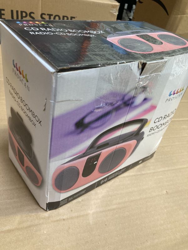 Photo 1 of PROSCAN SRCD243 Portable CD Player with AM/FM Radio, Boombox (Pink)