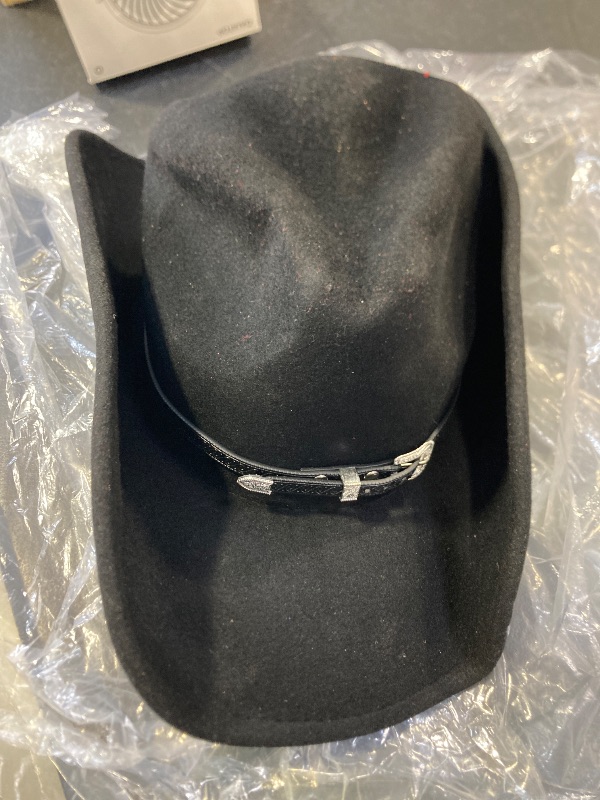 Photo 1 of 100% Wool Western Cowboy Hat Classic Black Cowboy Hat for Women Men Cowgirl Hat Fedora Hat Felt with Two Decorative Bands