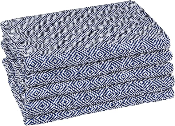 Photo 1 of HOMELYSIAN Outdoor Chair Cushions Set of 4, 18.5 x 16 Inch Patio Chair Cushions for Outdoor Furniture, Water Resistant Outdoor Patio Chair Cushions with Non-Slip Ties (Blue Pinstripe)