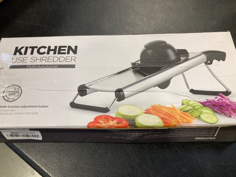 Photo 1 of X Home Adjustable Mandoline Slicer for Kitchen, Stainless Steel Food Slicer, Vegetable Slicer for Cucumber, Potato, Carrot, Onion, Cleaning Brush & Food Pusher Included, Easy to Use & Clean