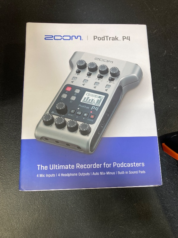 Photo 1 of Zoom PodTrak P4 Podcast Recorder, Battery Powered, 4 Microphone Inputs, 4 Headphone Outputs, Phone Input, Sound Pads, Record to SD card, Audio Interface Mode