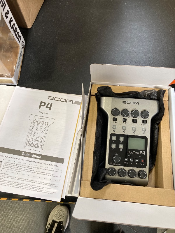 Photo 1 of Zoom PodTrak P4 Podcast Recorder, Battery Powered, 4 Microphone Inputs, 4 Headphone Outputs, Phone Input, Sound Pads, Record to SD card, Audio Interface Mode