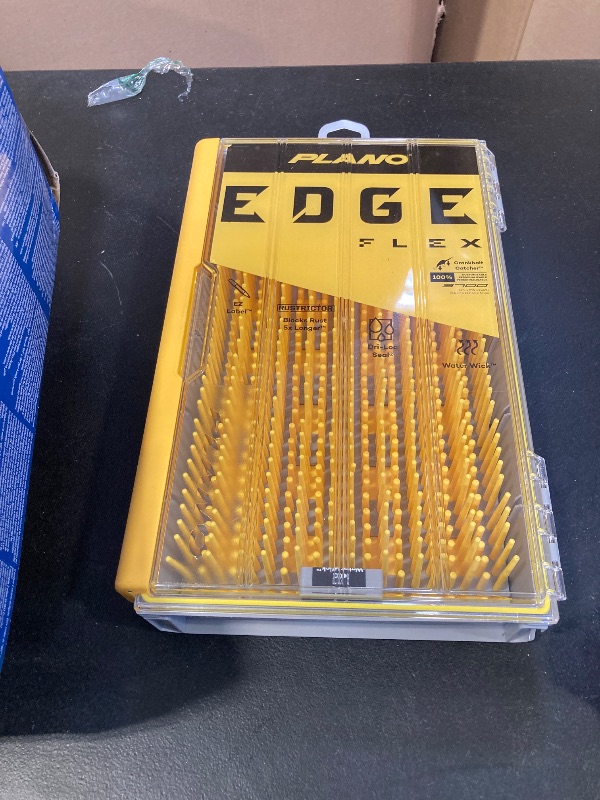Photo 1 of Plano EDGE Flex Crankbait 3700 Premium Utility Box, Gray and Yellow with Clear Lid, Waterproof Tackle Box Storage for Small Crankbaits, Buzzbaits and Swimbaits
