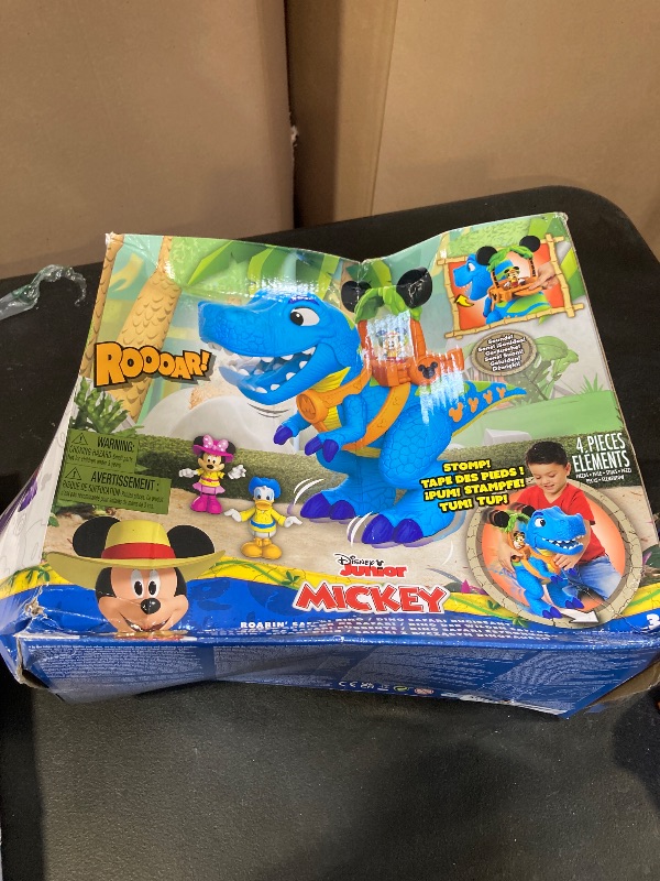 Photo 1 of Disney Junior Mickey Mouse Funhouse Roarin' Safari Dino, 4-piece Figures and Playset, Dinosaur, Kids Toys for Ages 3 Up by Just Play