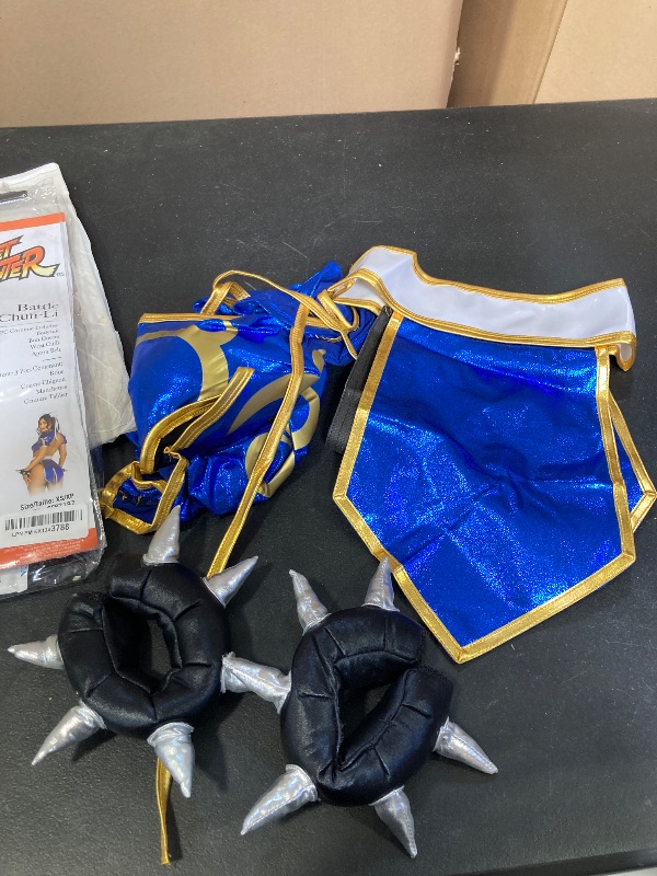 Photo 1 of Leg Avenue Women’s 4 PC Official Street Fighter Battle Chun Li Costume Women Street Fighter Cosplay with Bun Covers, X-Small