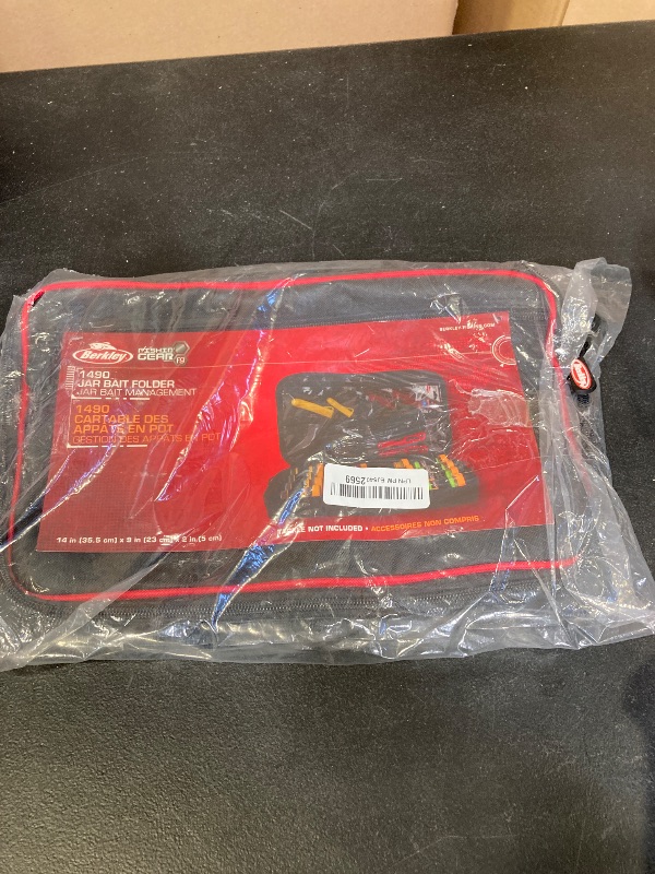 Photo 1 of Berkley Jar Bait Folder, 16 Jars Not Included, Black and Red, Fishing Storage Soft Tackle Bag, Bait and Tackle Accessories Container for Anglers