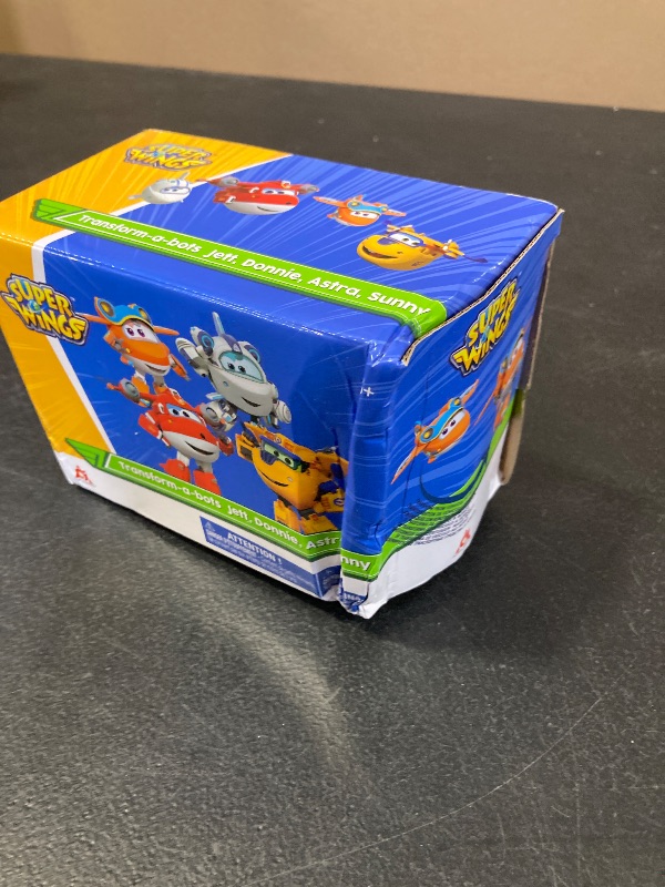 Photo 1 of Super Wings 2" Transform-a-Bots 4-Pack, Supercharged Jett, Donnie, Astra, Sunny, Airplane Toys Vehicle Mini Figures, Fun Toys for Kids, Transformable Toy for 3 4 5 Year Old Boys and Girls