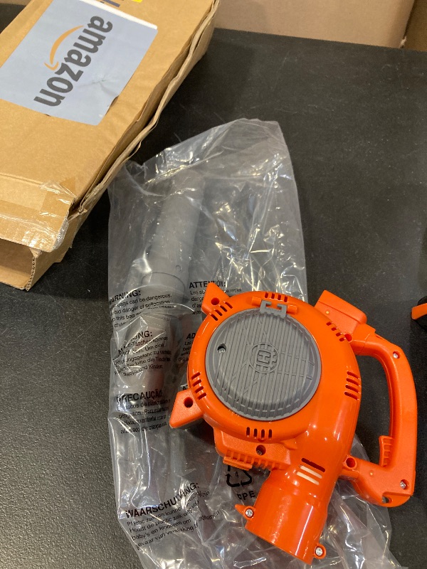 Photo 1 of Husqvarna 125B Toy Leaf Blower, Light-Up Engine Makes Noise and Blows Out Real Air, Toddler Toys for Ages 3 and Up, Plastic, Orange/Gray, 589746402
