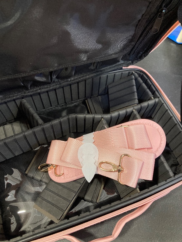 Photo 1 of Relavel Travel Makeup Train Case Makeup Cosmetic Case Organizer Portable Artist Storage Bag with Adjustable Dividers for Cosmetics Makeup Brushes Toiletry Jewelry Digital Accessories