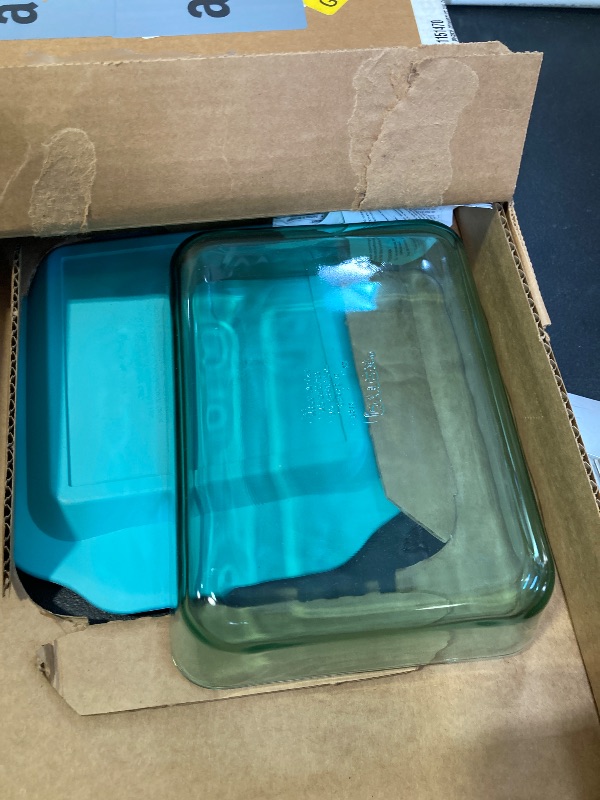Photo 1 of Pyrex Colors Tinted (8"x8") Tinted Glass Baking Dish with BPA-Free Lid, Oblong Bakeware Glass Pan For Casserole & Lasagna, Dishwasher, Freezer, Microwave and Pre-Heated Oven Safe, Aqua
