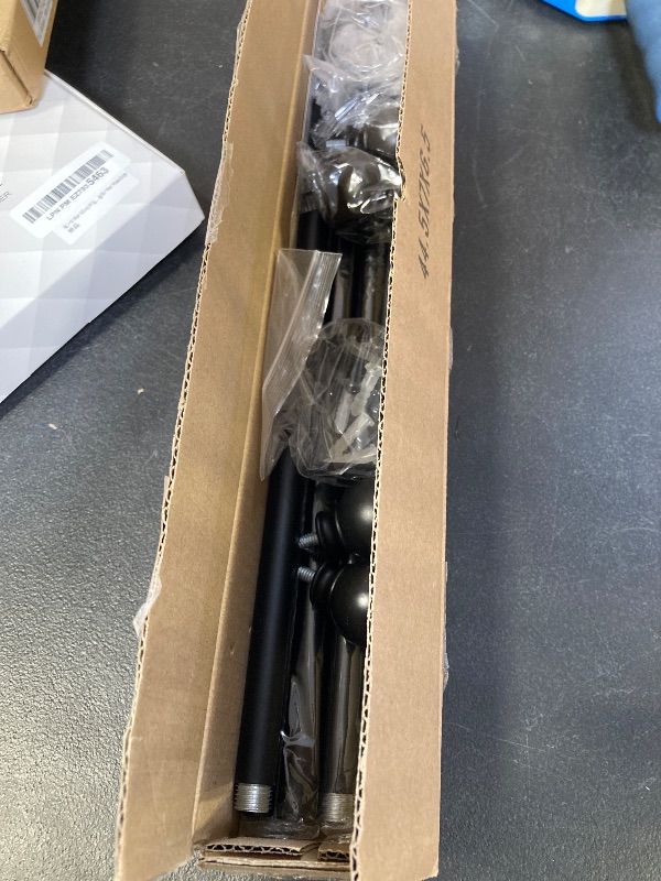Photo 1 of 2 Pack Black Curtain Rods 28 to 48 Inches(2.3-4 Feet),5/8 inch Splicing Drapery Rods,Small Curtain Rods Set,Size: 18''-45'',Matte Black