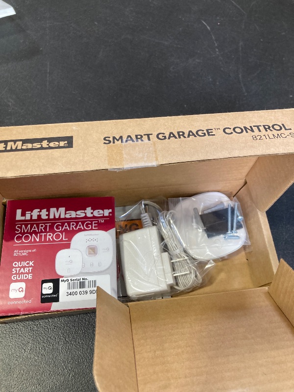 Photo 1 of Liftmaster myQ Smart Garage Control - Wireless Garage Hub and Sensor with WiFi & Bluetooth - Smartphone Controlled, 821LMC-S, White