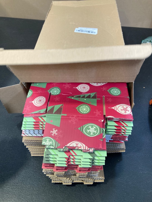 Photo 1 of Zhanmai 25 Pcs Christmas Gift Boxes Mailing Small Cases Corrugated Cardboard Boxes Holiday Shipping Cases for Small Business Gifts Shoe Packaging Supplies(4 x 8 x 2 Inch,Classic Style)
