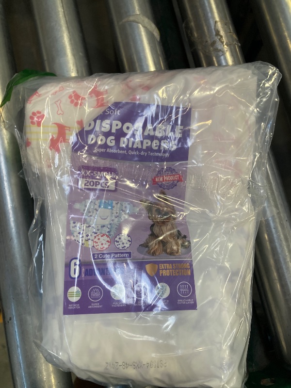 Photo 1 of Pet Soft Female Dog Diapers - Disposable Doggie Diapers with Wetness Indicator, Puppy & Cat Diapers Super Absorbent, Fit for Female Dog in Heat or Incontinence, 20pcs (XXS, Mixed)