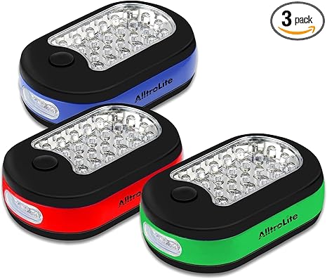 Photo 1 of AlltroLite 3-Pack LED Work Light | Portable Magnetic Work Light with Rotatable Hook, Magnetic Back & Push Button | Battery Operated Pocket Work Lights for Car Repairing, Emergency, Hiking, Camping
