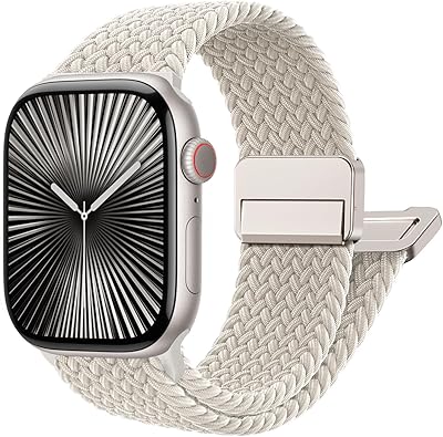 Photo 1 of Magnetic Braided Stretchy Loop - Compatible with Apple Watch Band 40mm 41mm 44mm 45mm iWatch Bands Ultra/2 49mm 38mm 42mm Women Men,Elastic Woven Nylon Strap for Apple watch Series 9 8 7 6 5 4 3 2 SE
