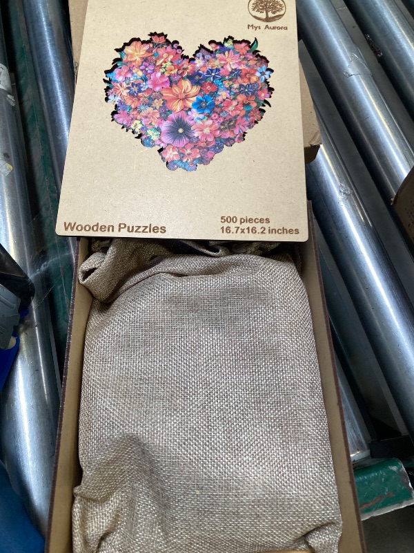 Photo 1 of Puzzles for Adults Heart Flower Wooden Puzzles, 500 Pieces Unique Shaped Liberty Jigsaw Puzzles, Birthday Gifts for Mom Adults and Kids, Fun Challenge Family Game 16.7'' x 16.2''