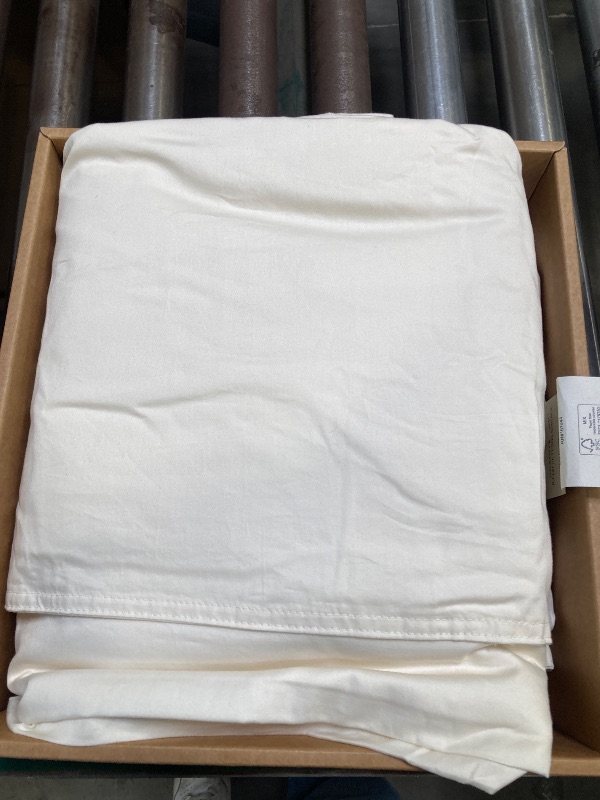 Photo 1 of Double Stitch 100% Organic Cotton Duvet Cover - Soft 3 Piece Bedding Set Queen Size, 300 TC Luxury Hotel Sateen Weave, GOTS Certified Long Staple Cotton, Made in India, Coconut Milk