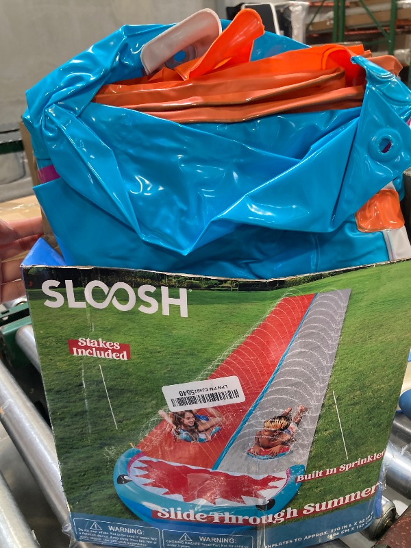 Photo 1 of SLOOSH Water Slides with 2 Inflatable Boards,22.5ft Double Lane Lawn Water Splash Slip and Slide with Advanced Sprinklers Summer Toy for Kids Adults Fun Backyard Summer Outdoor, Shark