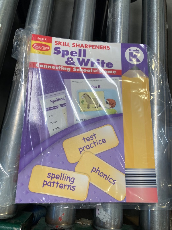 Photo 1 of Evan-Moor Skill Sharpeners Spell and Write Workbook, Kindergarten, Spelling Patterns, Test Prep, Word Families, Short Vowels, Grammar, Punctuation, Matching, Vocabulary, Activities, Homeschool
