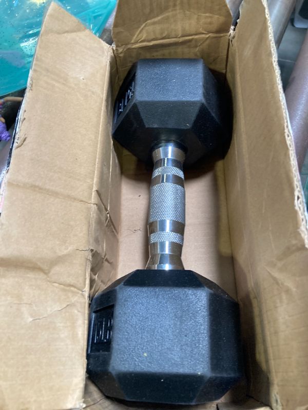 Photo 1 of Amazon Basics Rubber Hex Dumbbell Hand Weight, 15 Pounds, Single