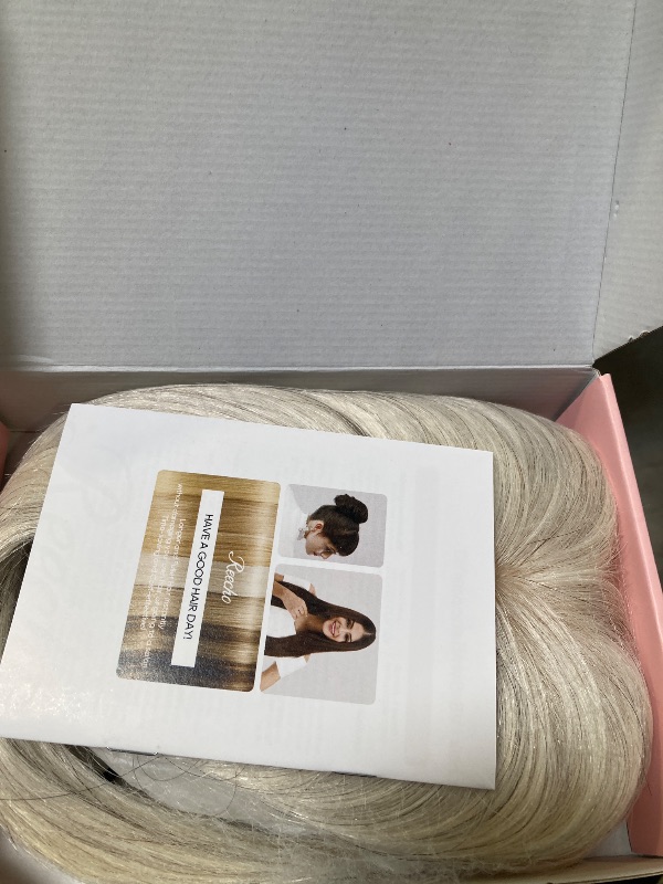 Photo 1 of REECHO Human Hair Toppers with Bangs, Thick Hair Volume Topper Hairpiece for Women Real Human Hair Extensions for Daily Wear, Yellow White