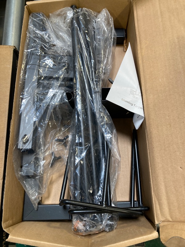 Photo 1 of Adjustable Shooting Target Stand Set With 10 Paper Targets, Two Mounting Options for Outdoors, Stable Holder With Metal Poles and Ground Nails (Black)