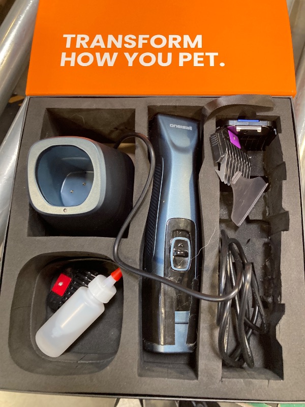 Photo 1 of oneisall Grandmaster Pro 1 Cordless Professional Dog Grooming Clippers, 2-Speed Dog Clippers for Grooming Heavy Duty/Thick Hair, Detachable Carbonized Steel Blade Metal Combs, Removable Battery