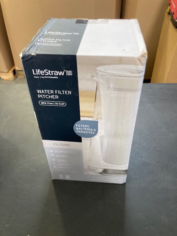 Photo 1 of LifeStraw Home – Water Filter Pitcher, 10-Cup, BPA Free Designed for Everyday Protection Against Bacteria, parasites, microplastics, Lead, Mercury, PFAS, and a Variety of Chemicals