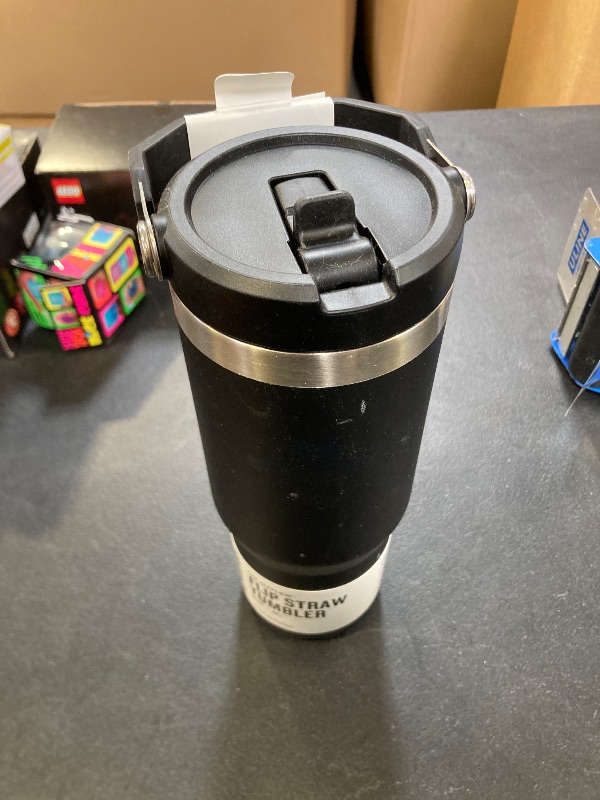 Photo 1 of Stanley IceFlow Stainless Steel Tumbler - Vacuum Insulated Water Bottle for Home, Office or Car Reusable Cup with Straw Leak Resistant Flip Cold for 12 Hours or Iced for 2 Days, Black 2.0, 30oz