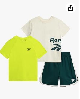 Photo 1 of Reebok Toddler Boys Short Set - 3 Piece Summer Outfit with 2 T-Shirts & Shorts - Activewear Clothes for Toddler & Little Boys- SIZE 4T
